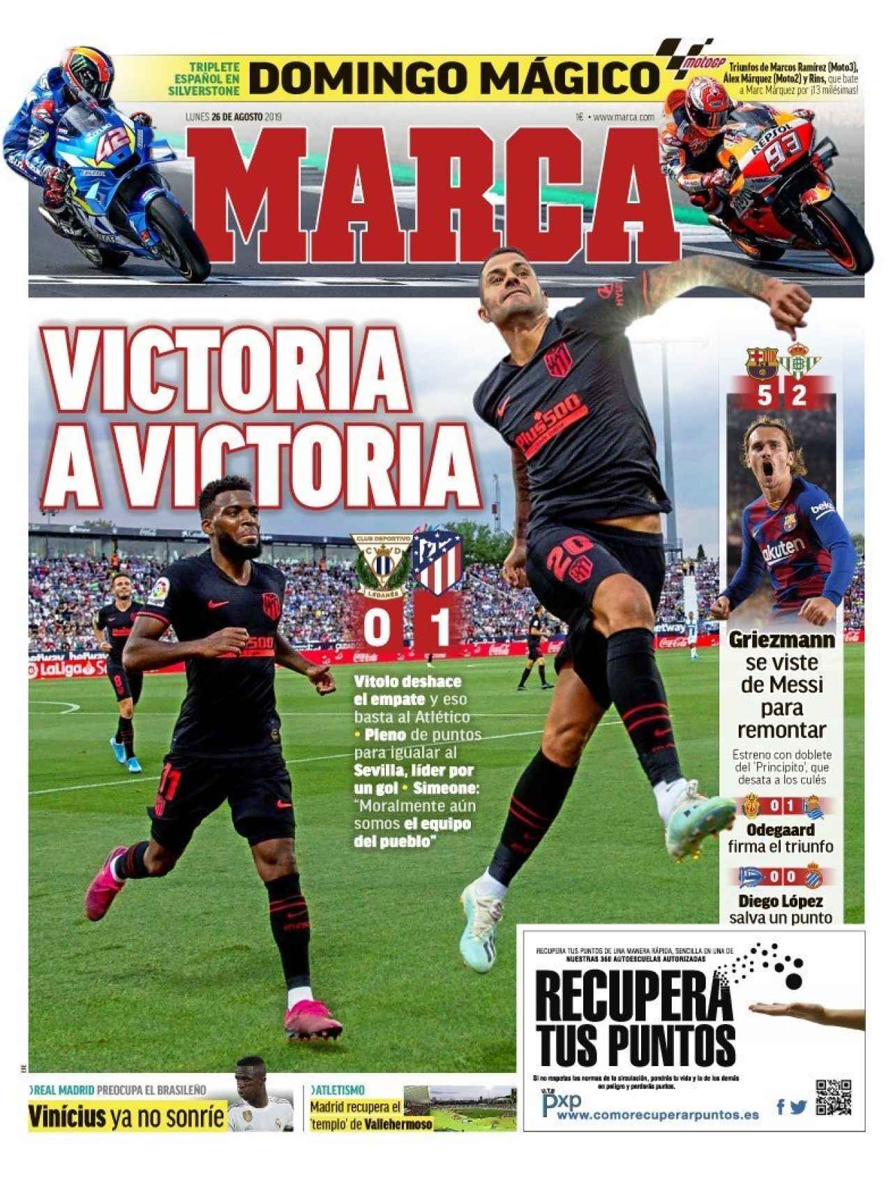 La portada del diario MARCA (26/08/2019)