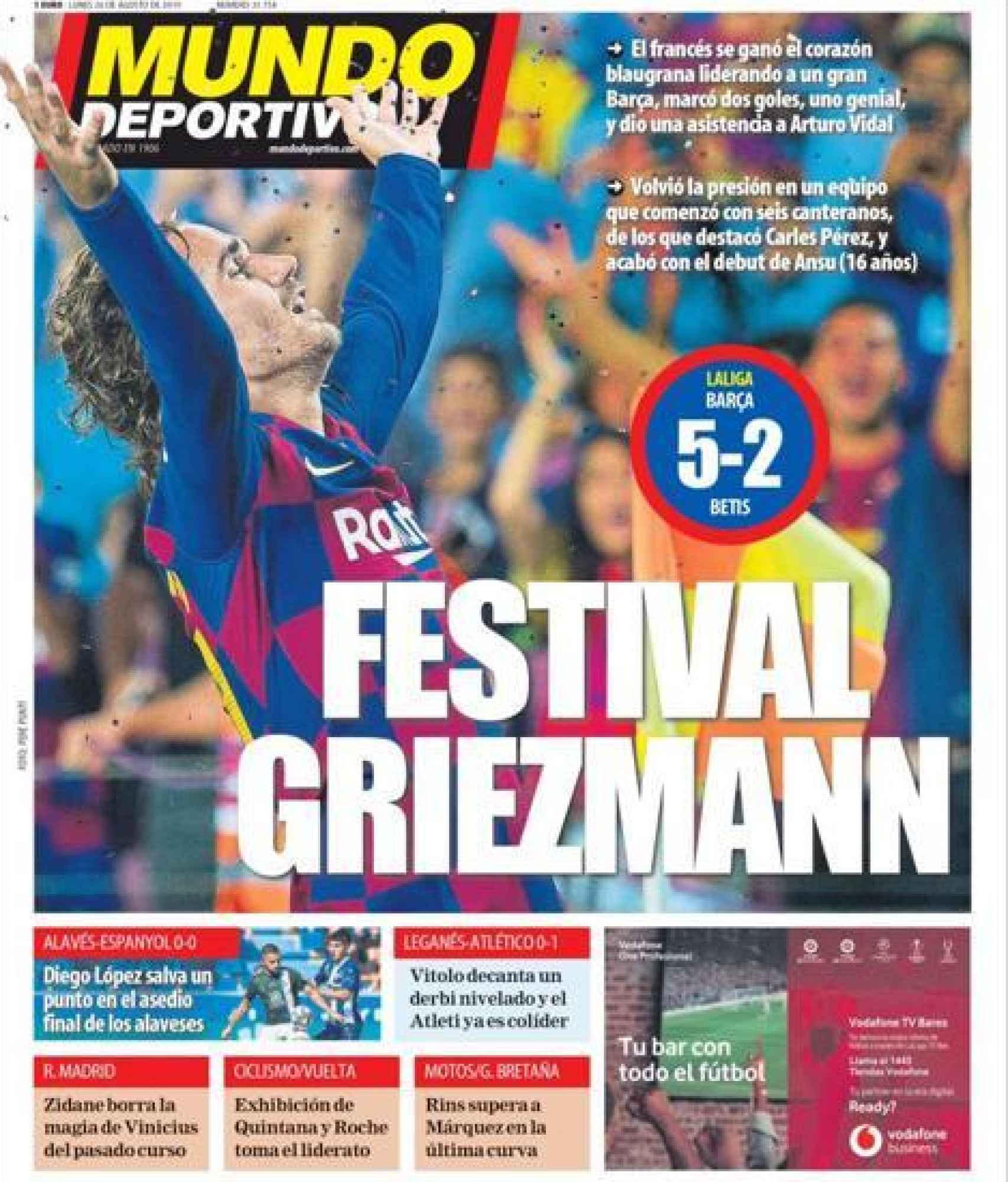 La portada del diario Mundo Deportivo (26/08/2019)