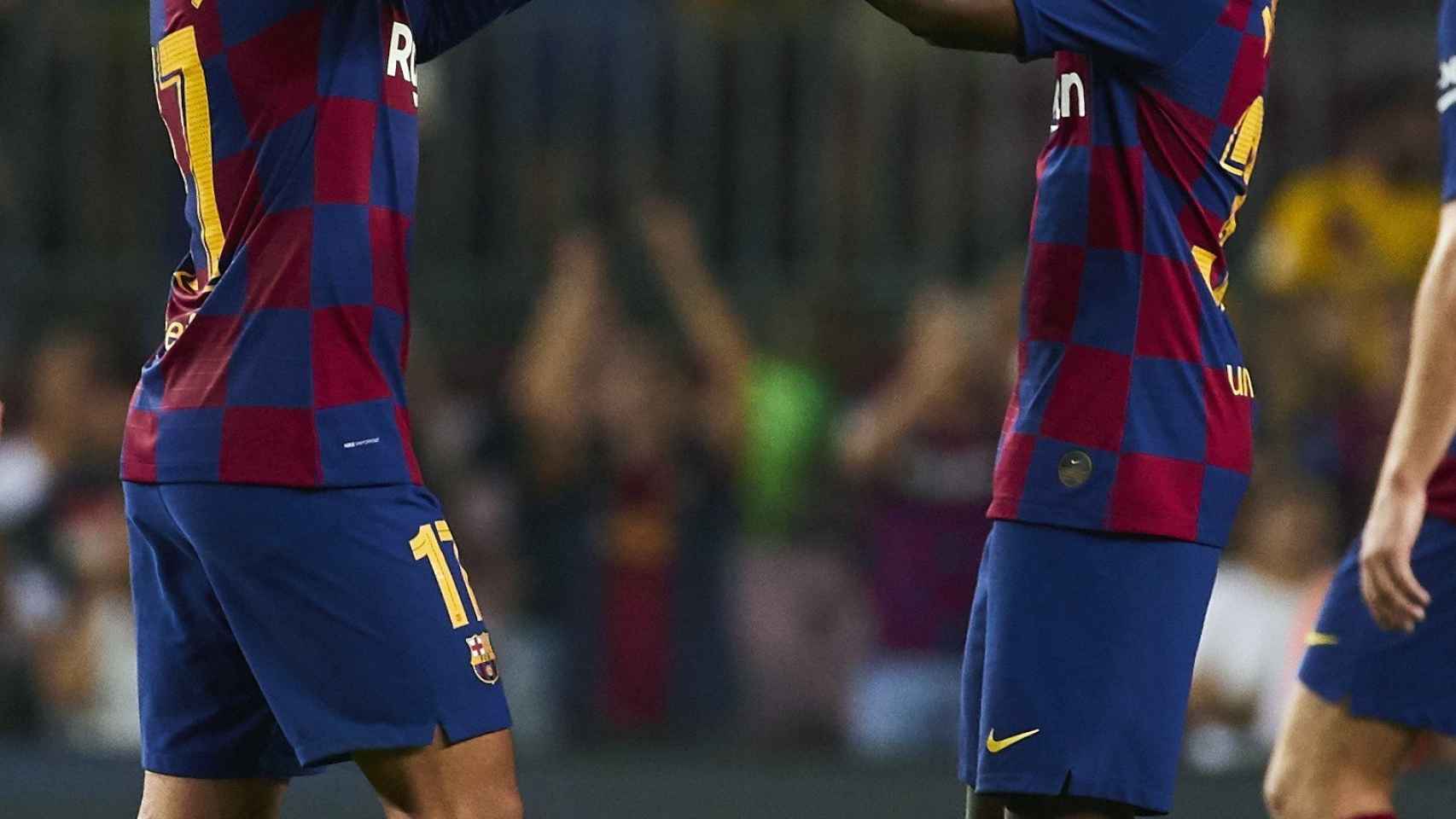 Griezmann y Ansu Fati, en el último partido de Liga del FC Barcelona.