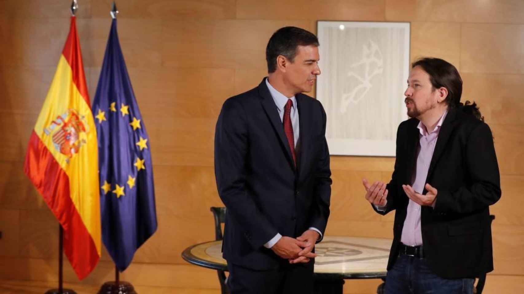 Pedro Sánchez y Pablo Iglesias, reunidos.