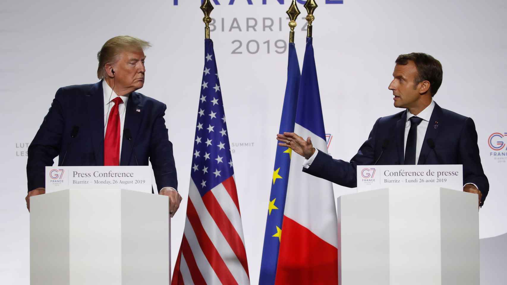 Trump y Macron en la rueda de prensa tras el G-7