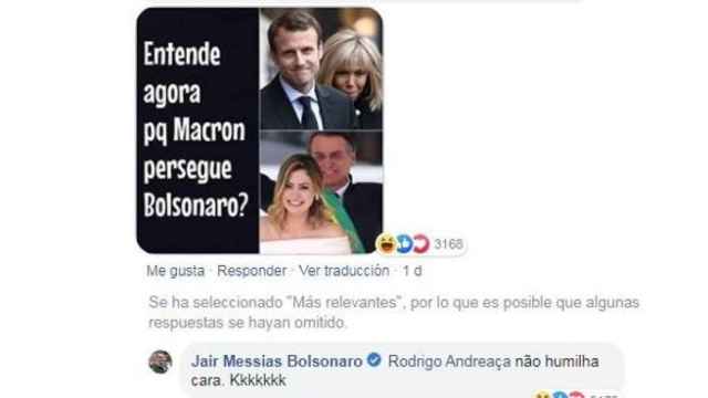 Bolsonaro se burla del físico de Brigitte Macron en Facebook