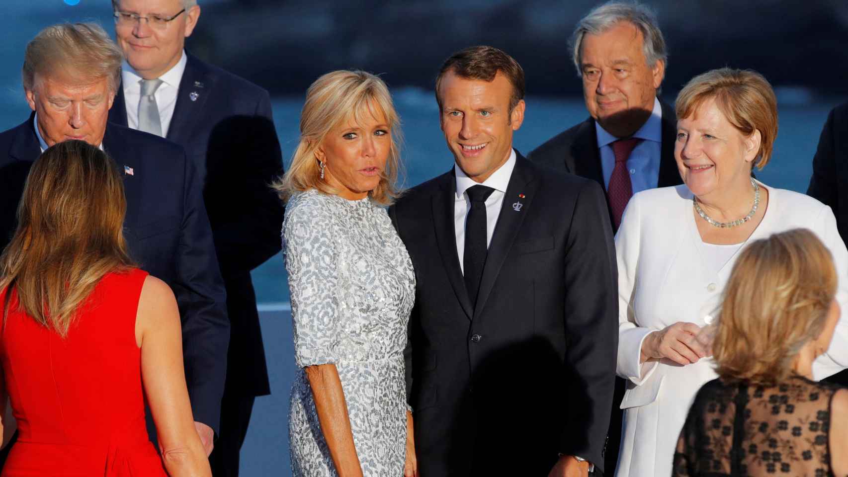Emmanuel Macron y su mujer, Brigitte en la cumbre del G7.