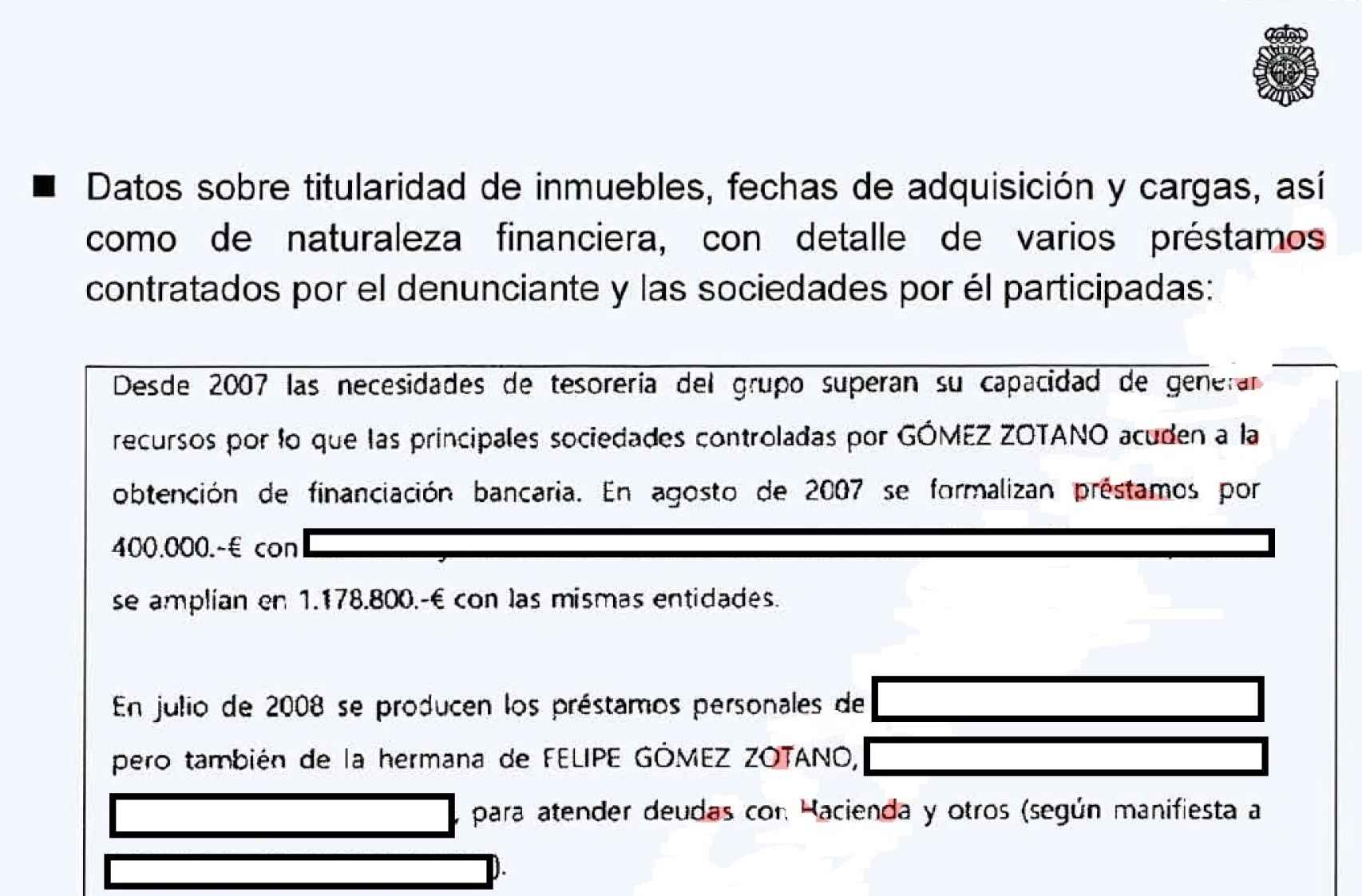 Extracto del informe elaborado por los socios de Villarejo y recogido por la Policía.