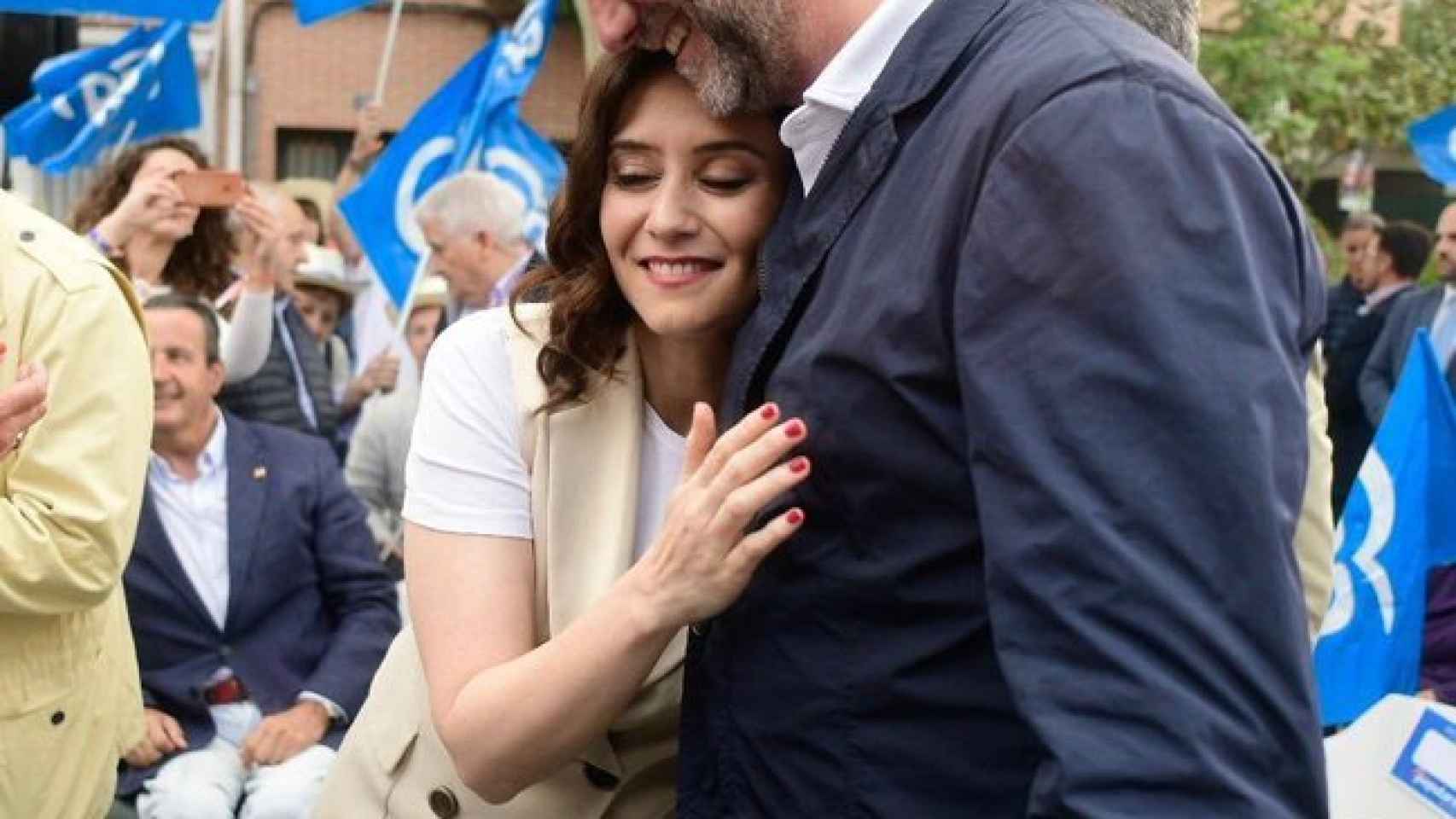Isabel Díaz Ayuso y Pedro García Aguado durante un acto de campaña del PP.