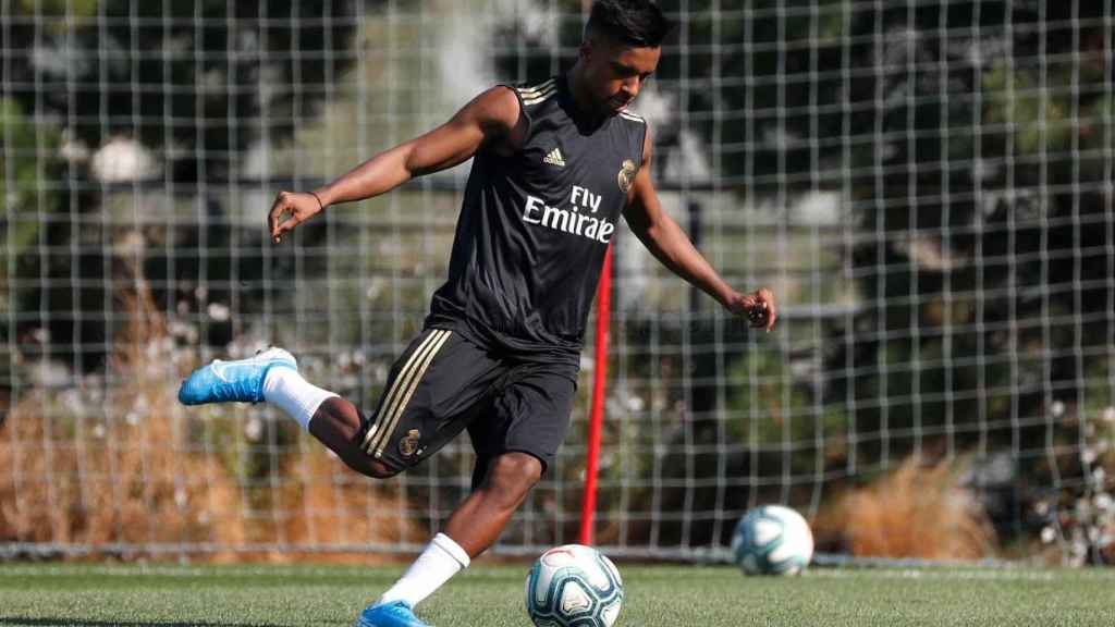 Rodrygo, en un entrenamiento del Real Madrid