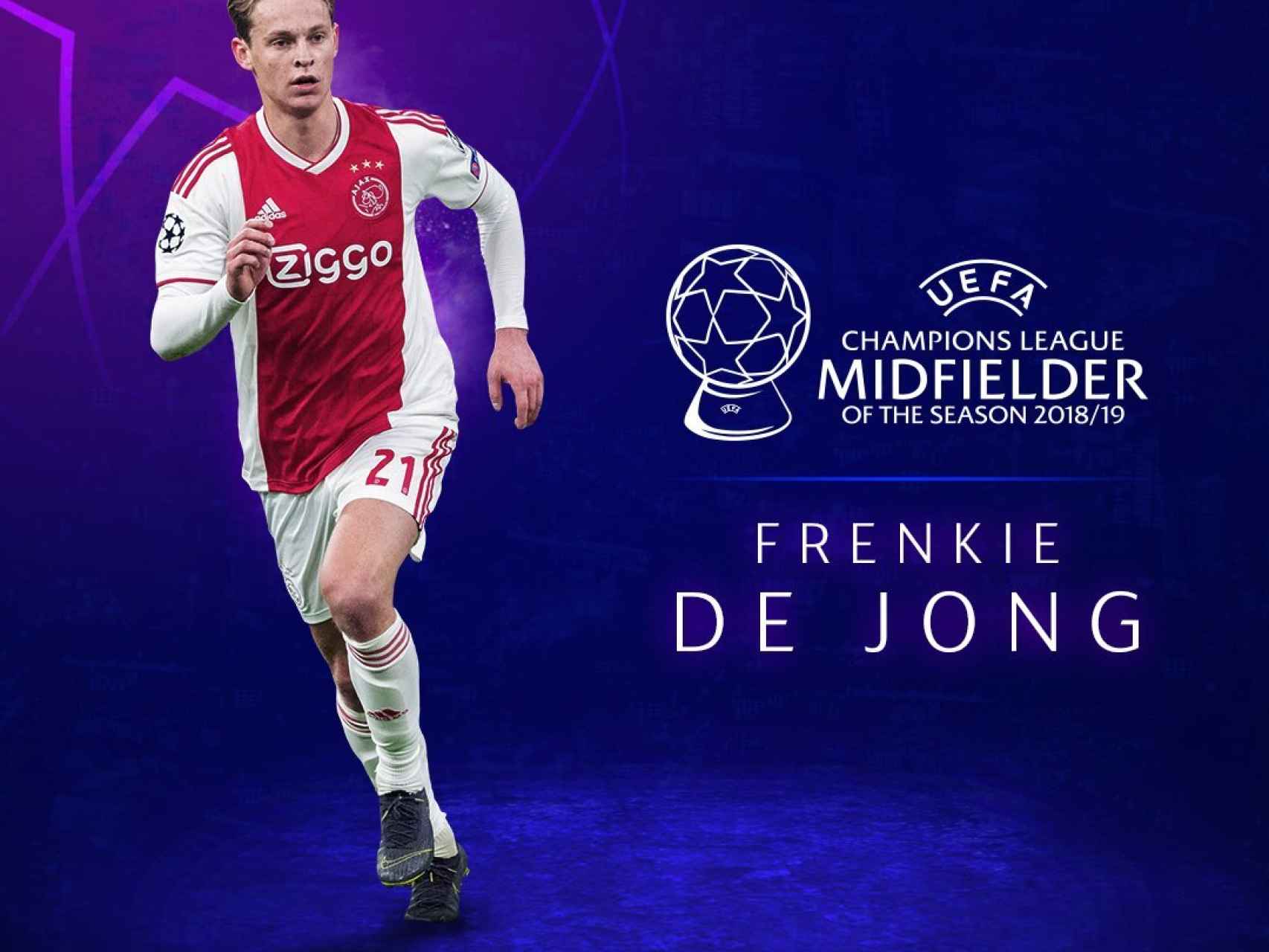 La UEFA ha elegido a De Jong como mejor mediocentro. Foto: Twitter (@LigadeCampeones)