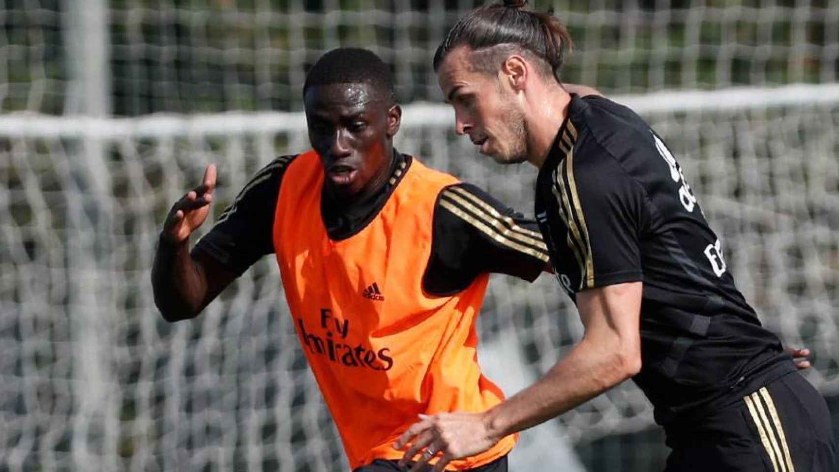 Bale y Mendy entrenando