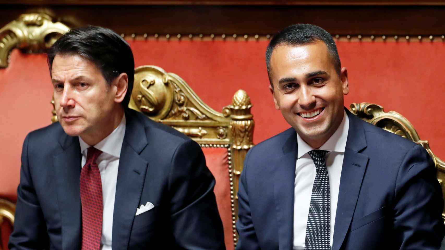 Di Maio y Conte en el Senado italiano