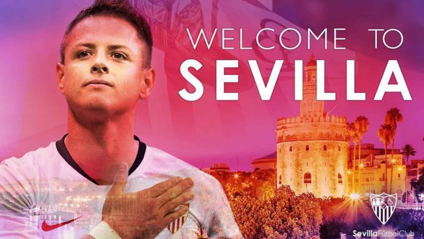 El Sevilla anuncia a Chicharito. Foto: Twitter (@SevillaFC)
