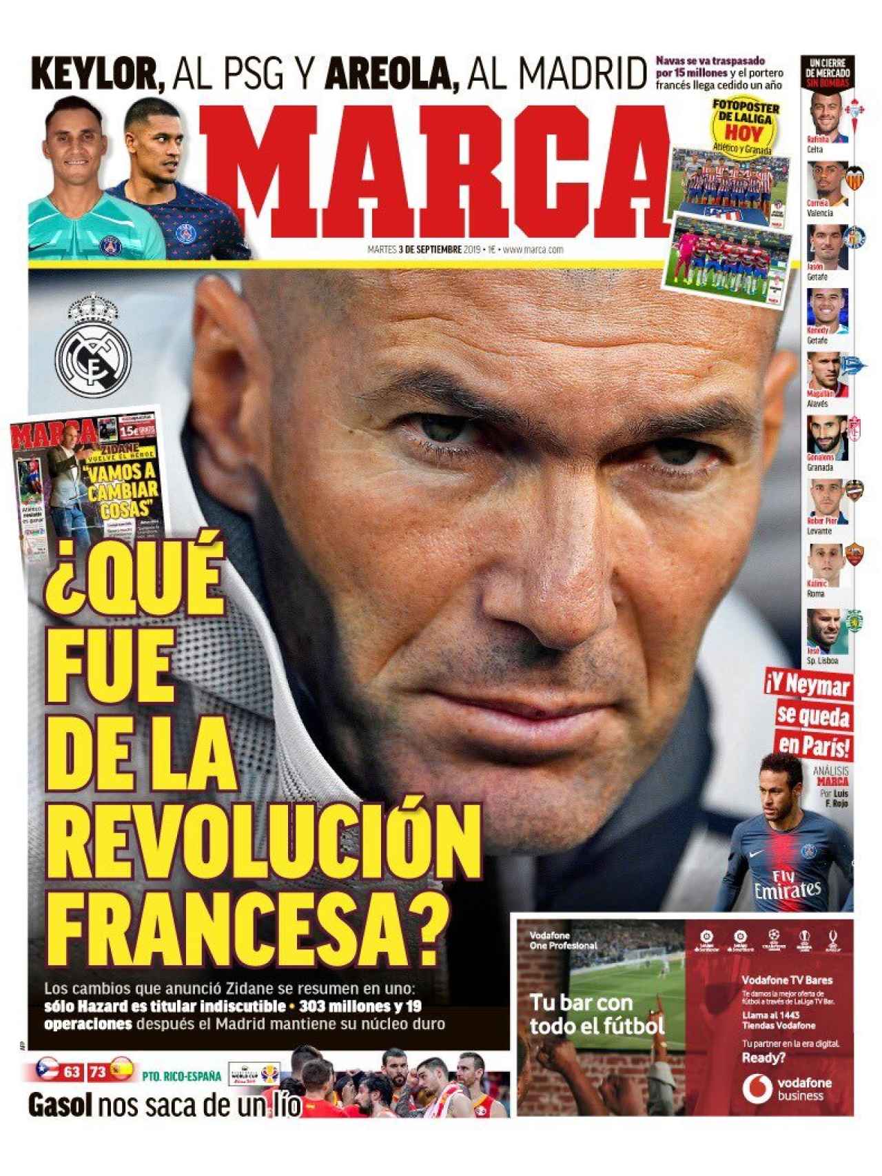 La portada del diario MARCA (03/09/2019)