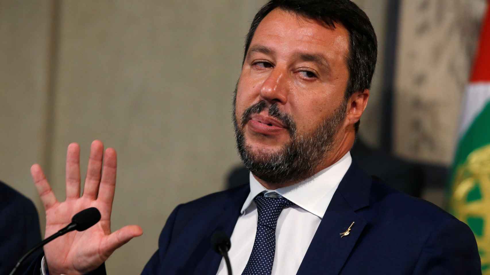 Salvini, durante un discurso en el Quirinale