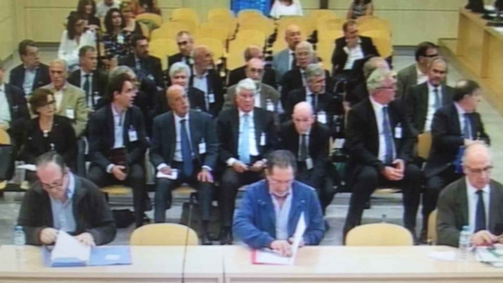 Banquillo del juicio por la salida a Bolsa de Bankia, imagen tomada en la sesión celebrada el 4 de septiembre de 2019.