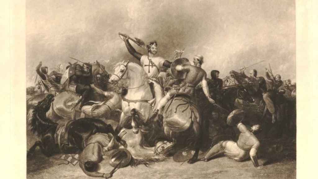 Escena de Ricardo Corazón de León combatiendo con Saladino.