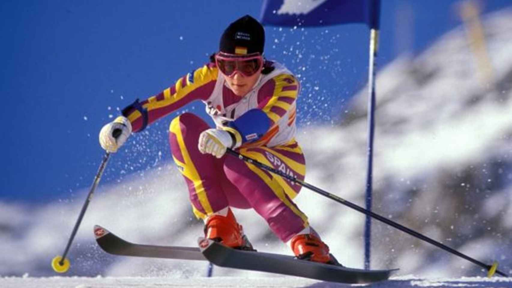 Blanca Fernández Ochoa compitiendo en esqui.