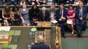 Boris Johnson frente a la bancada laborista este miércoles en el Parlamento británico