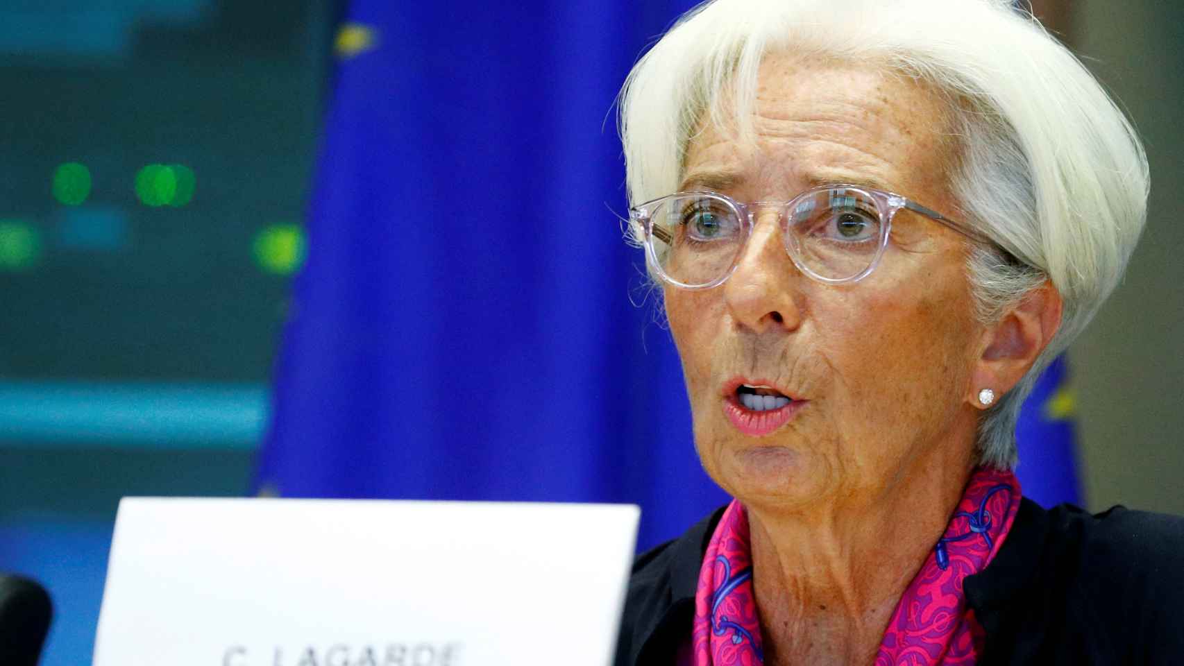 Christine Lagarde, durante su examen en la Eurocámara para ser presidenta del BCE