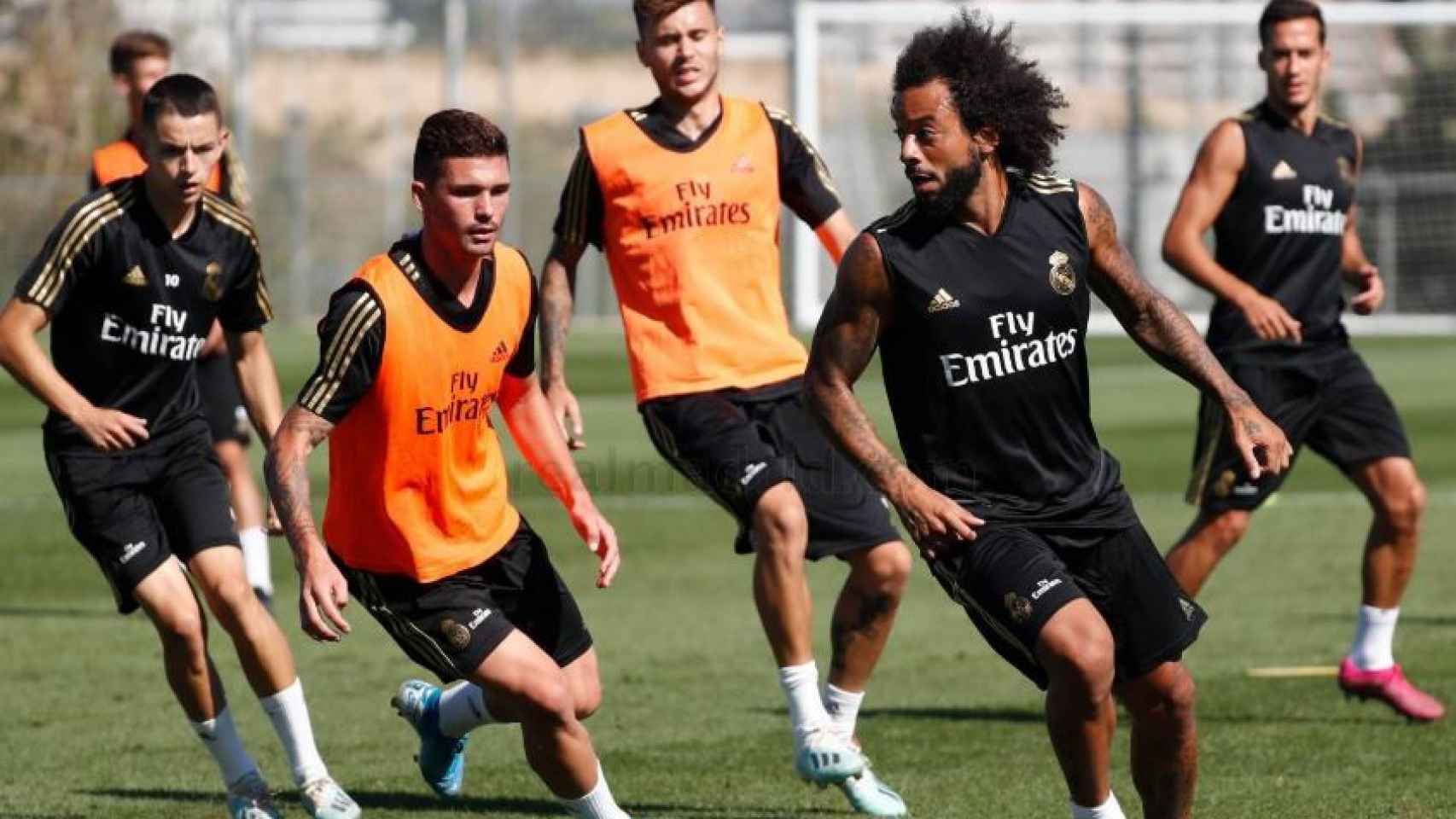 Marcelo se entrena con el Real Madrid.