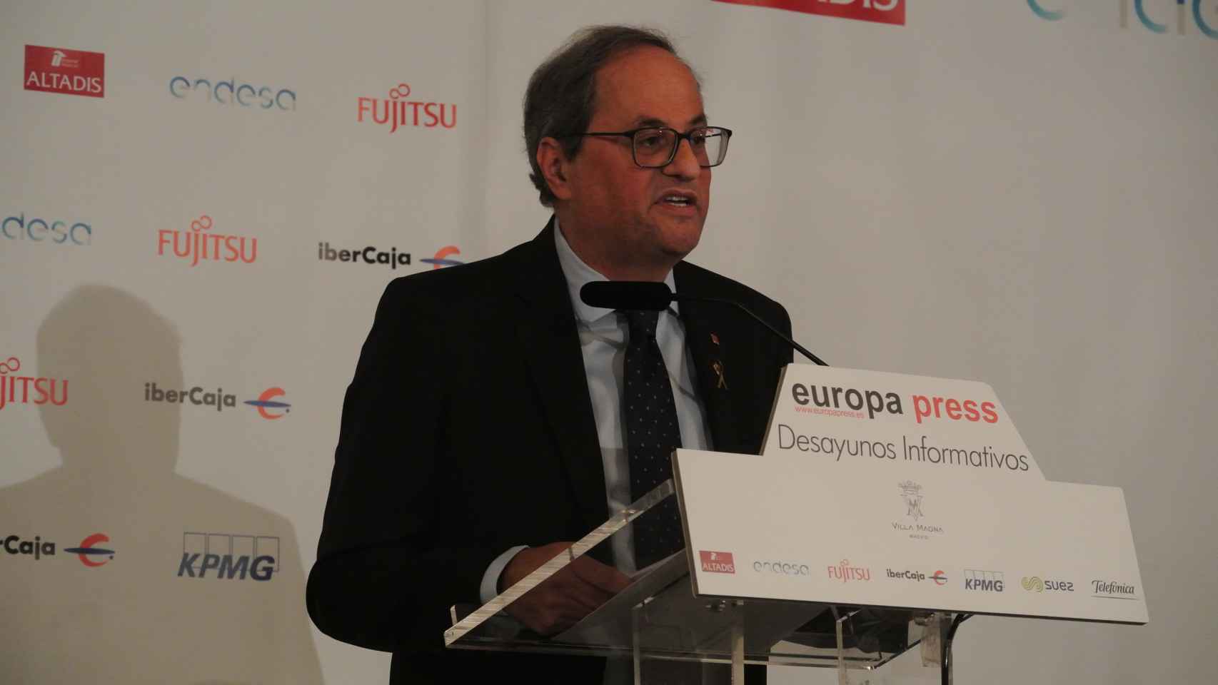 El president catalán Quim Torra, en su conferencia en Madrid.