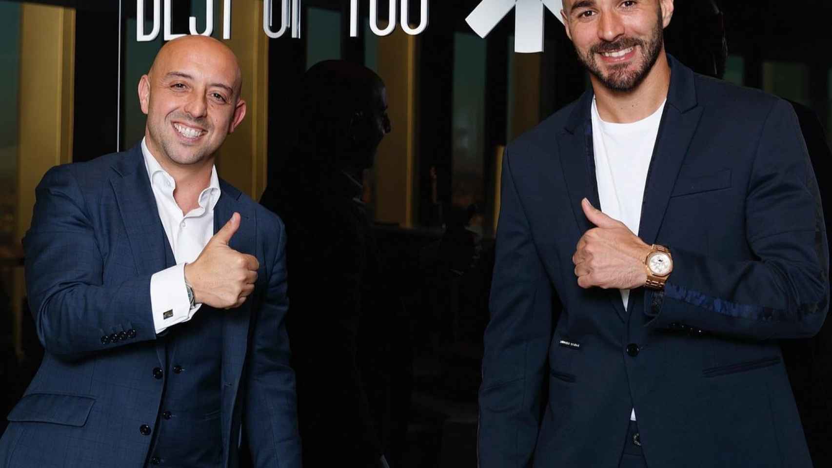Óscar Ribot y Karim Benzema, en la sede de Best of You