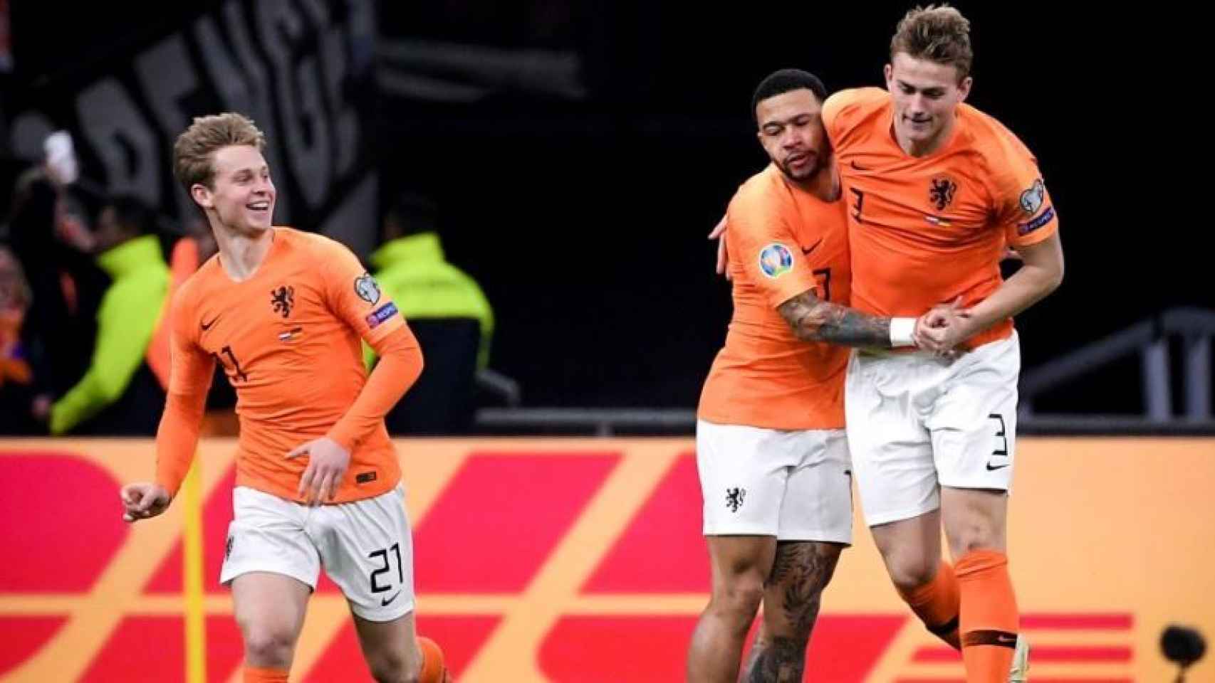La selección holandesa celebrando un gol