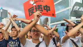 Manifestantes en una de las protestas en Hong Kong contra la Ley de Extradición.