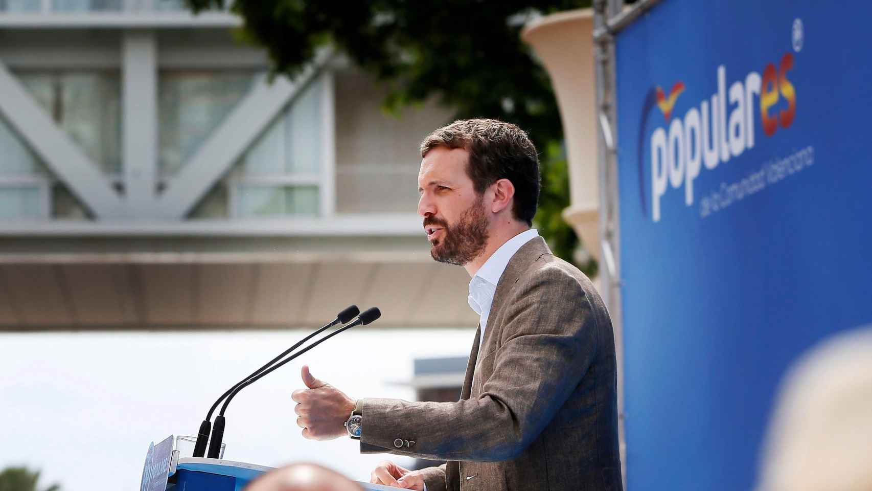 El líder del PP, Pablo Casado, durante su intervención en un acto celebrado en Benidorm (Alicante).