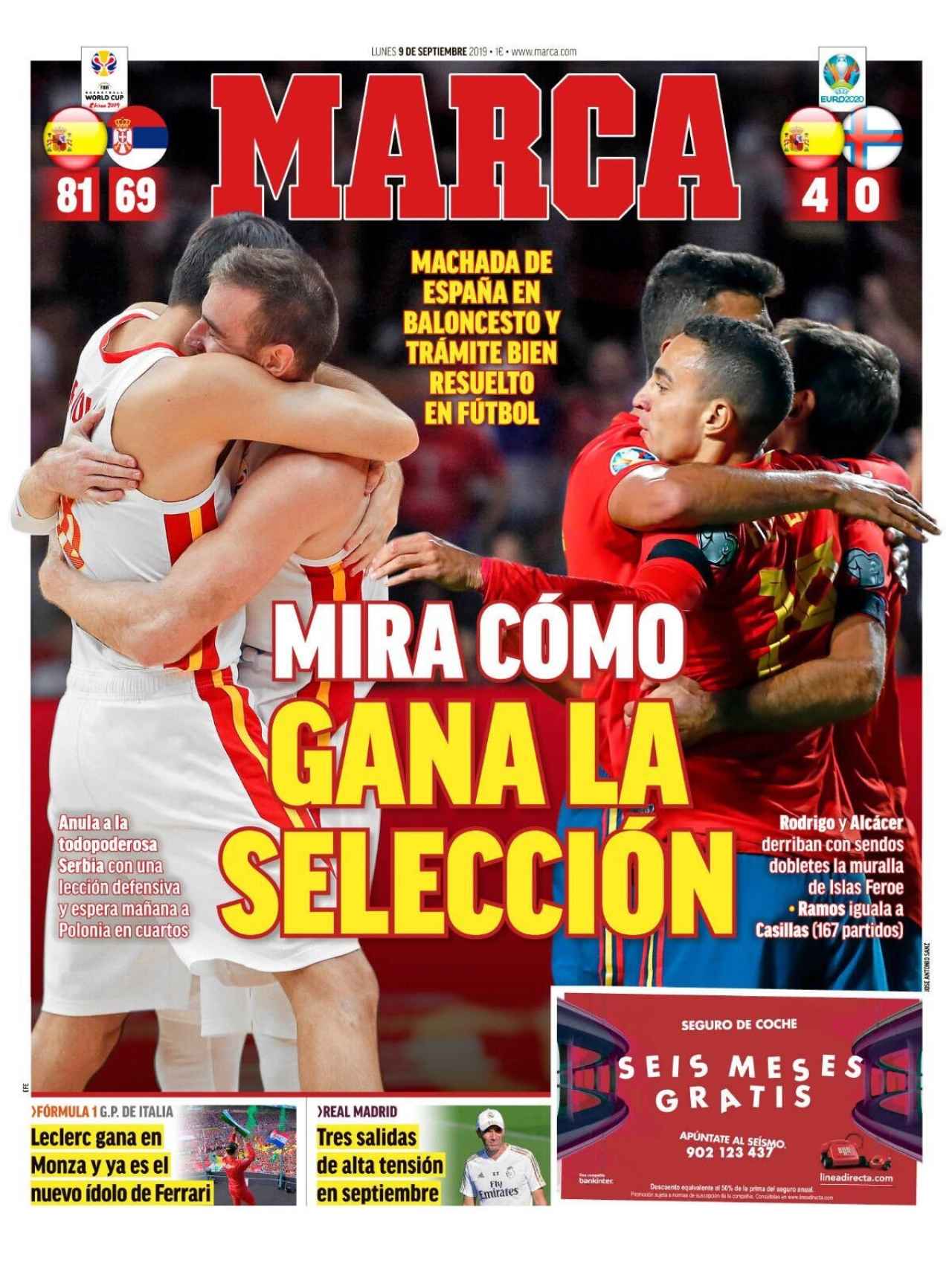 La portada del diario MARCA (09/09/2019)
