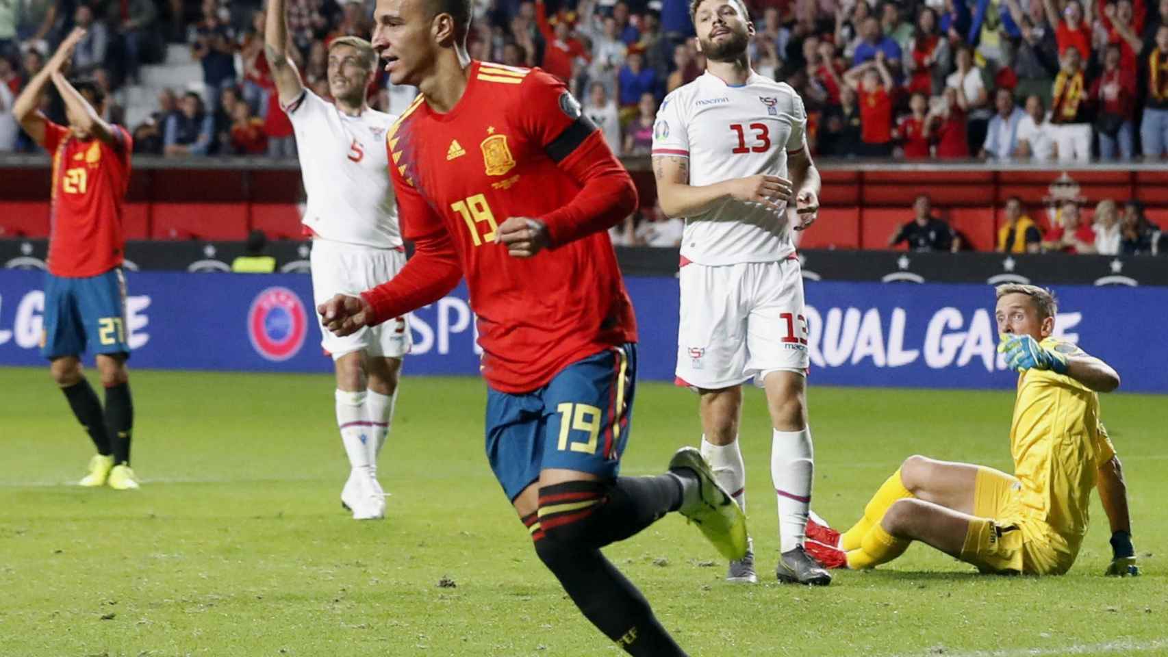 Rodrigo celebra el gol frente a Islas Feroe