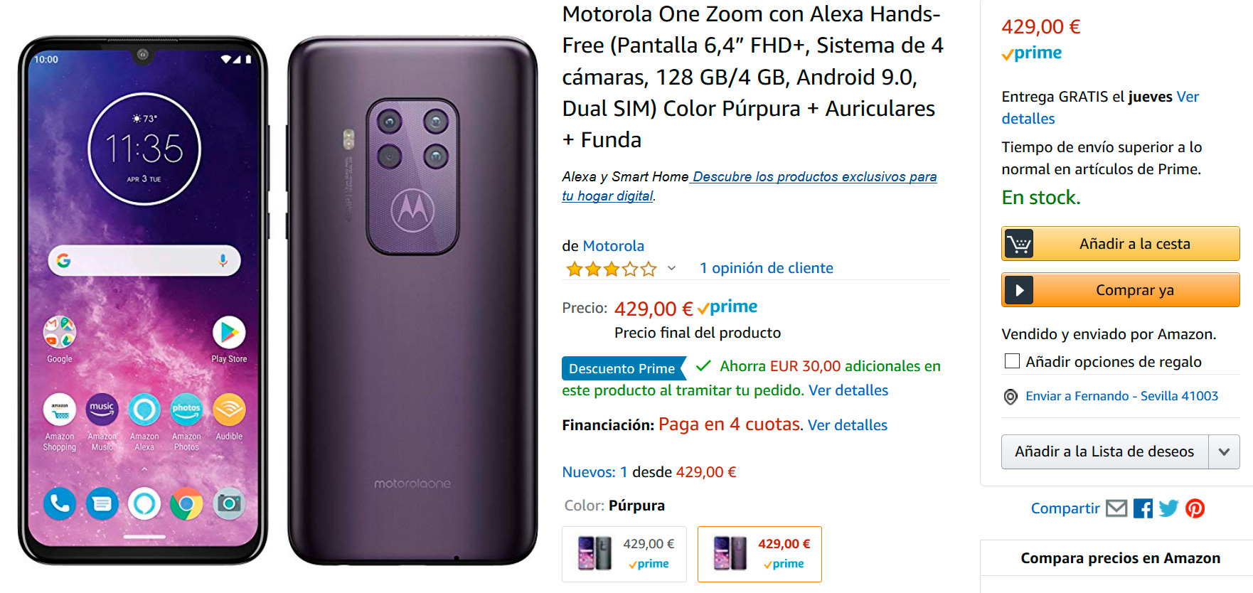 Motorola one zoom alexa outlet