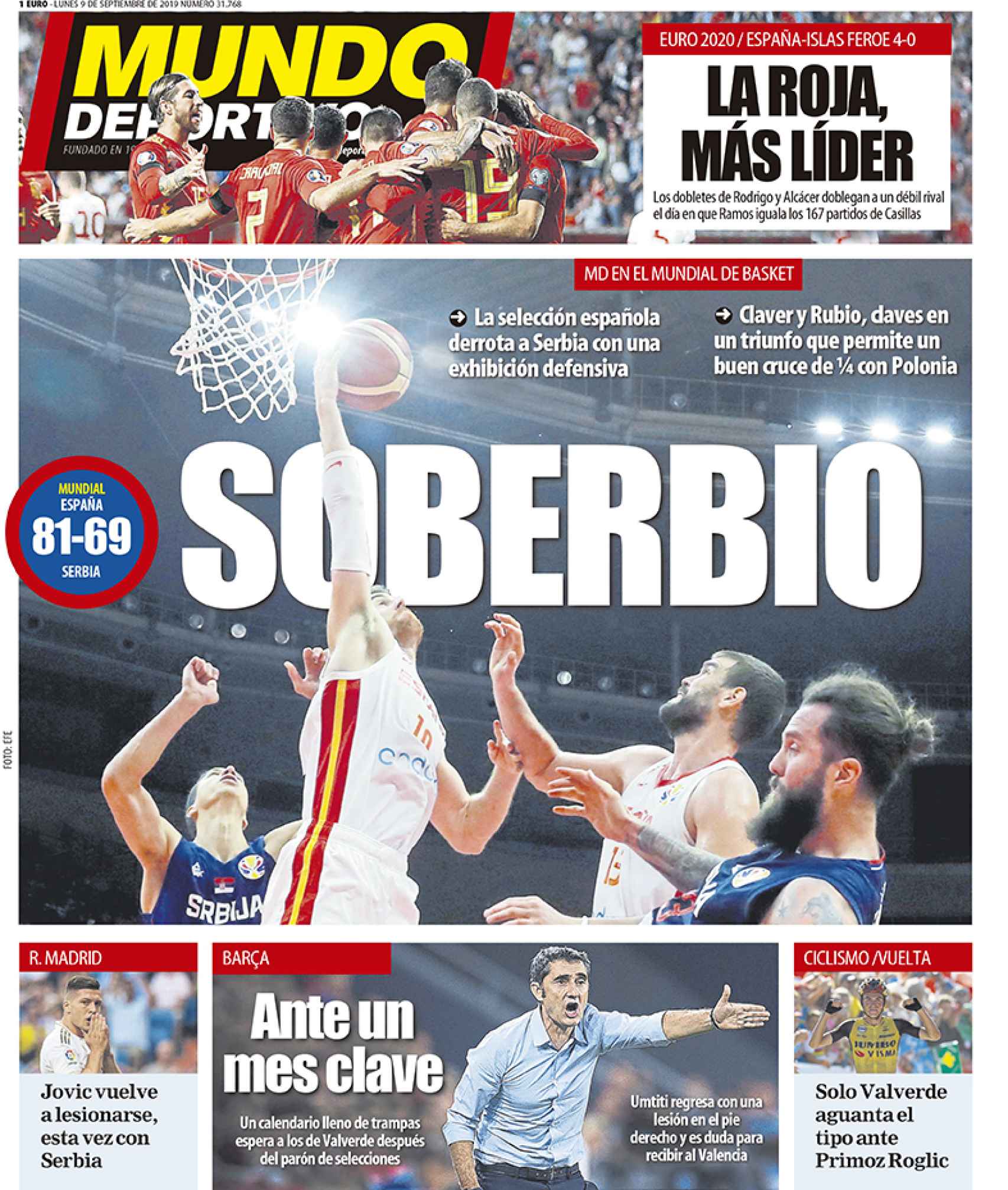 La portada del diario Mundo Deportivo (09/09/2019)