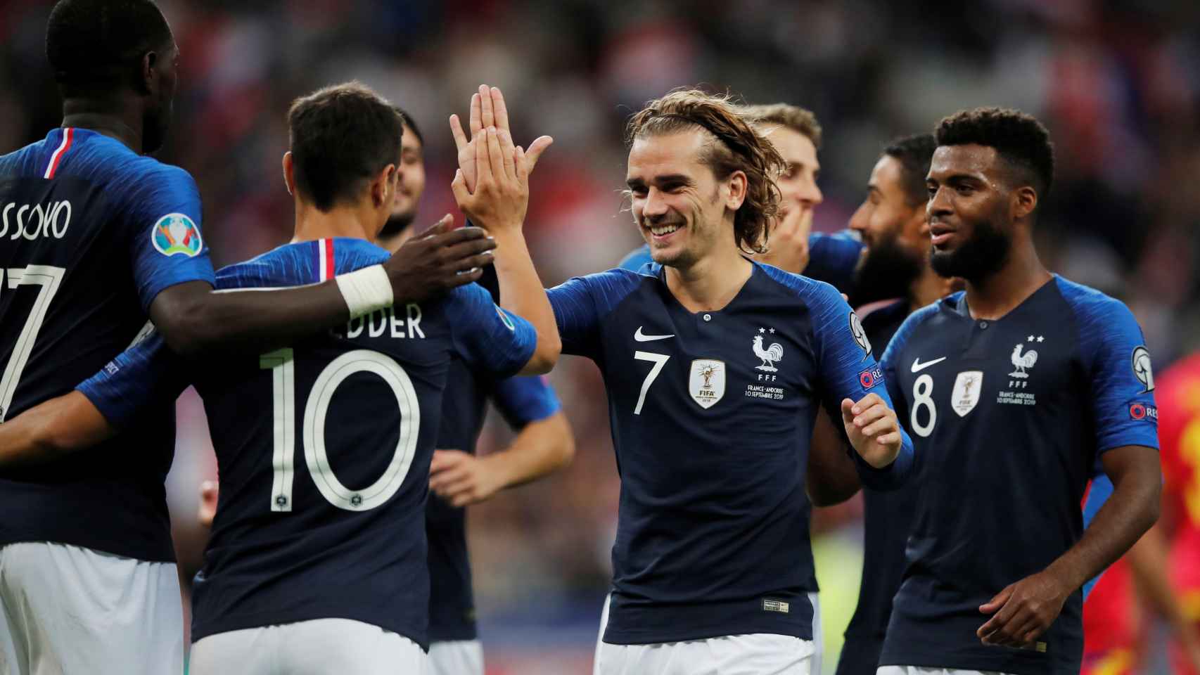 Francia celebra el gol de  Ben Yedder
