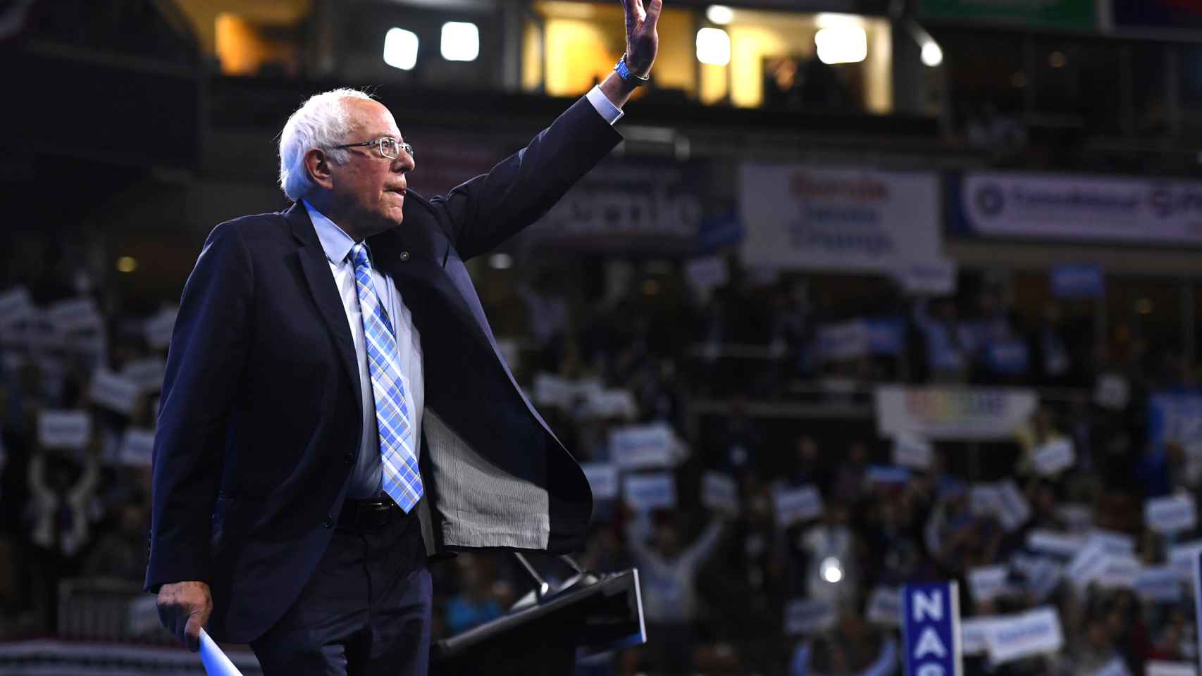 Bernie Sanders durante un acto en Manchester, New Hampshire.