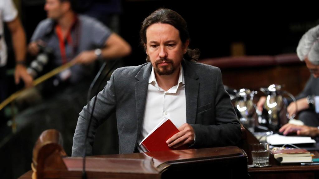 Pablo Iglesias sube al atril este miércoles en el Congreso de los Diputados.