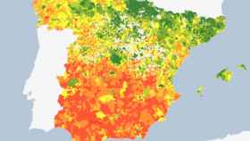 Captura de pantalla de lo mapas del INE sobre las rentas en España.