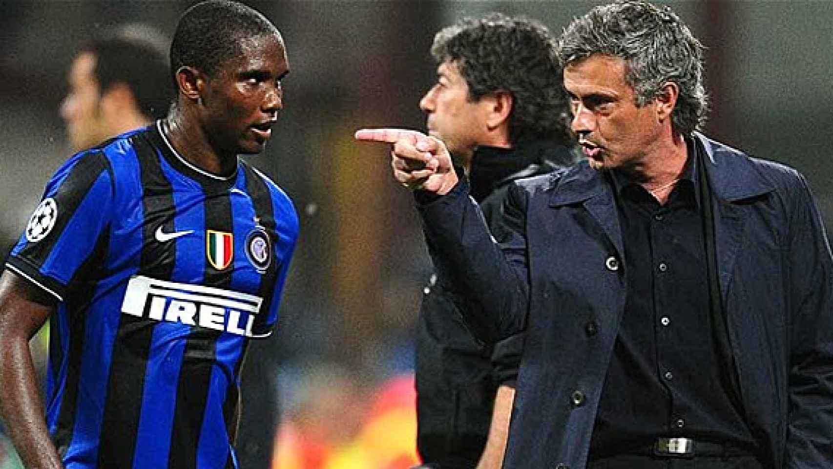 Eto'o y Mourinho, durante su etapa en el Inter