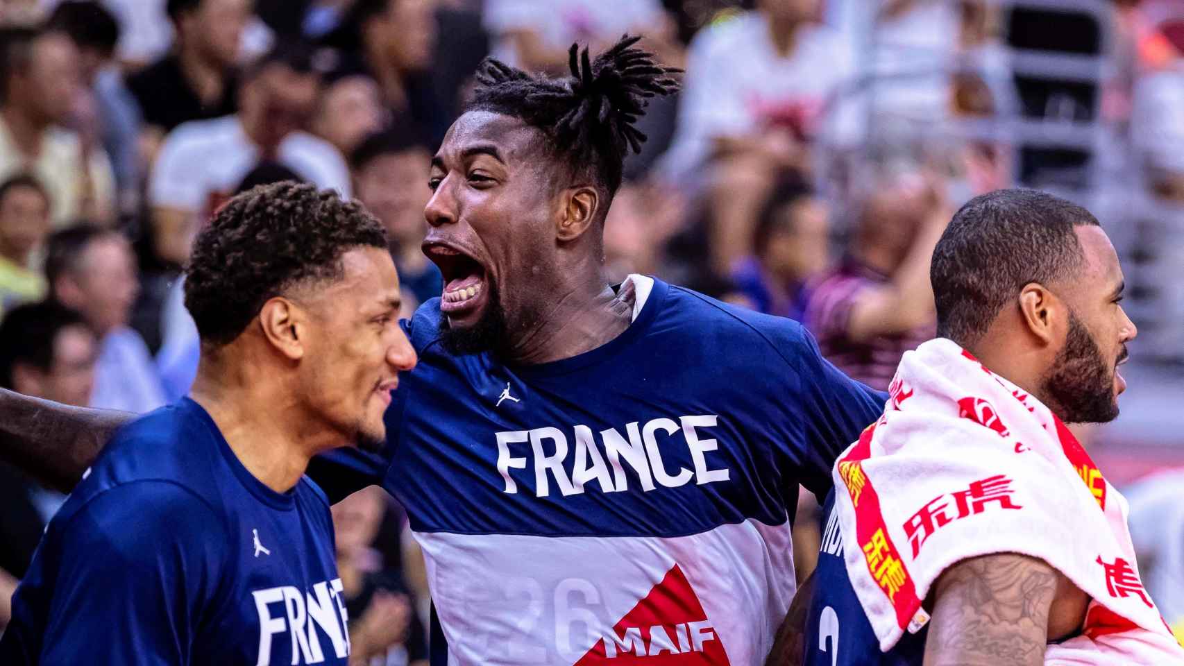 Varios jugadores de Francia durante el partido ante EEUU
