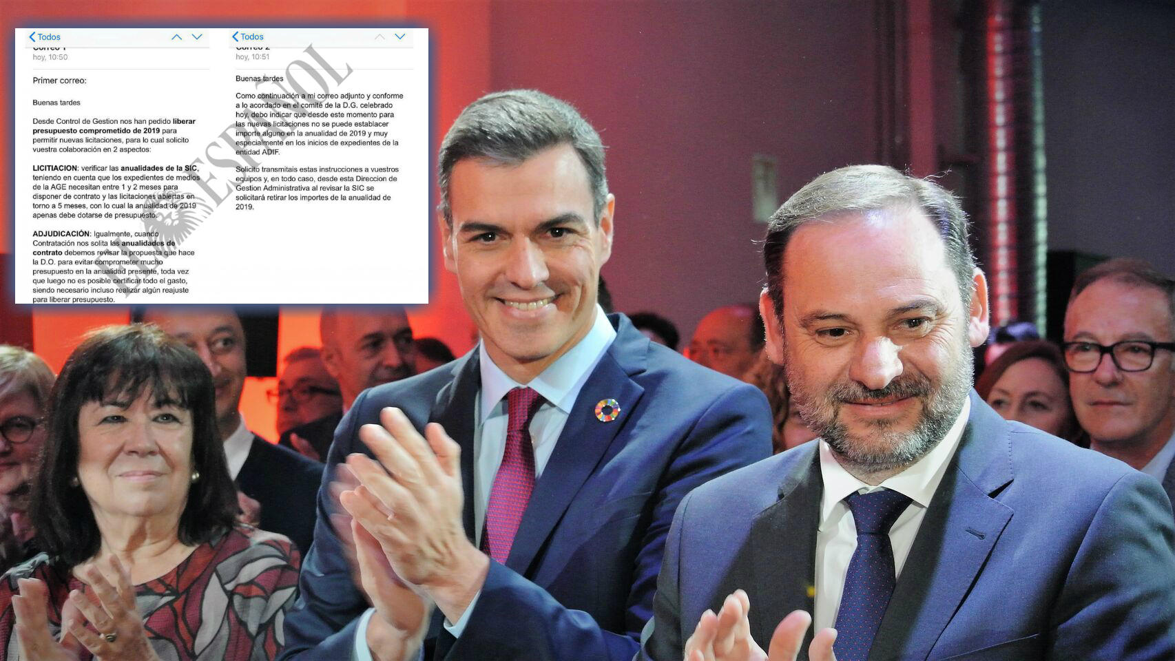 Pedro Sánchez y José Luis Ábalos, en el acto de lanzamiento de la campaña del PSOE para el 28-A.
