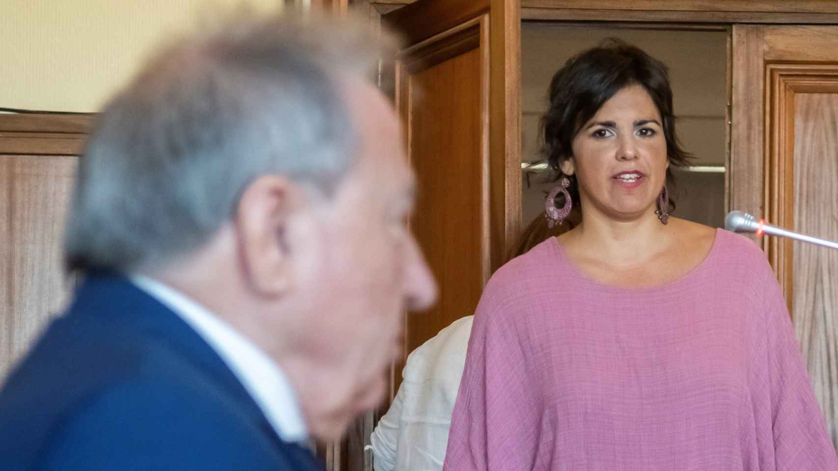 Teresa Rodríguez durante el juicio en Sevilla contra el empresario Manuel Muñoz Medina.