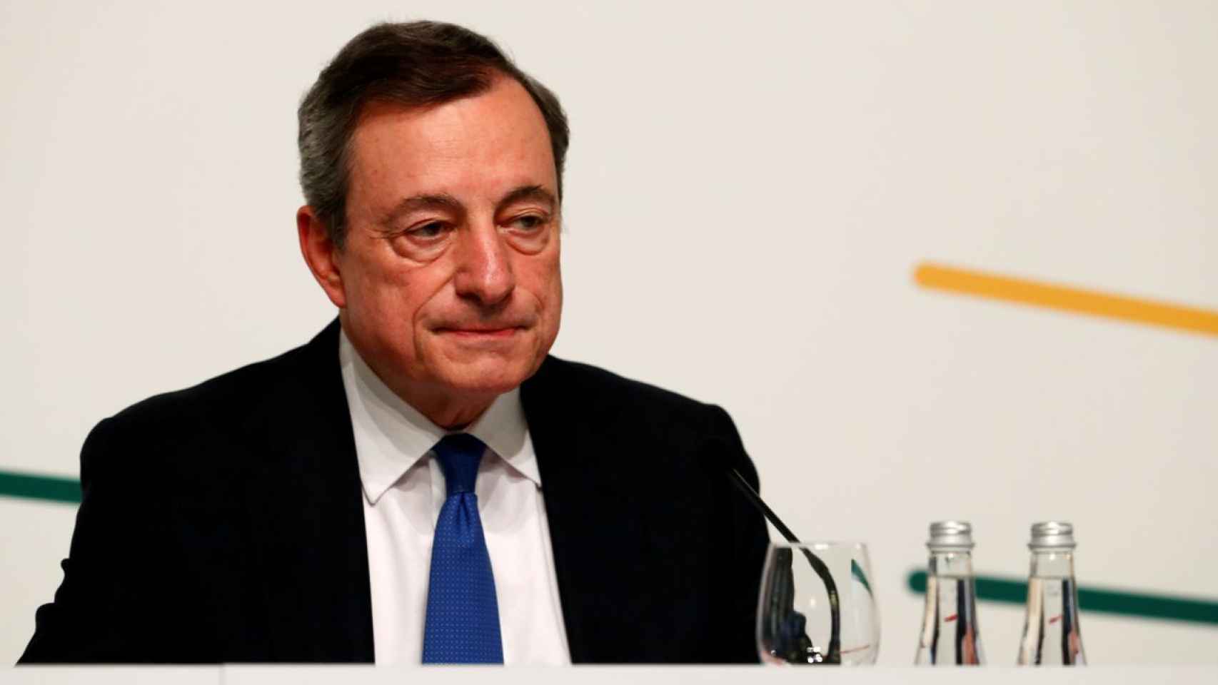 Mario Draghi, presidente del BCE, durante la rueda de prensa tras el consejo de gobierno del BCE.