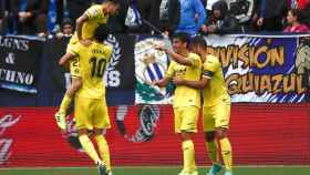 Piña de los jugadores del Villarreal