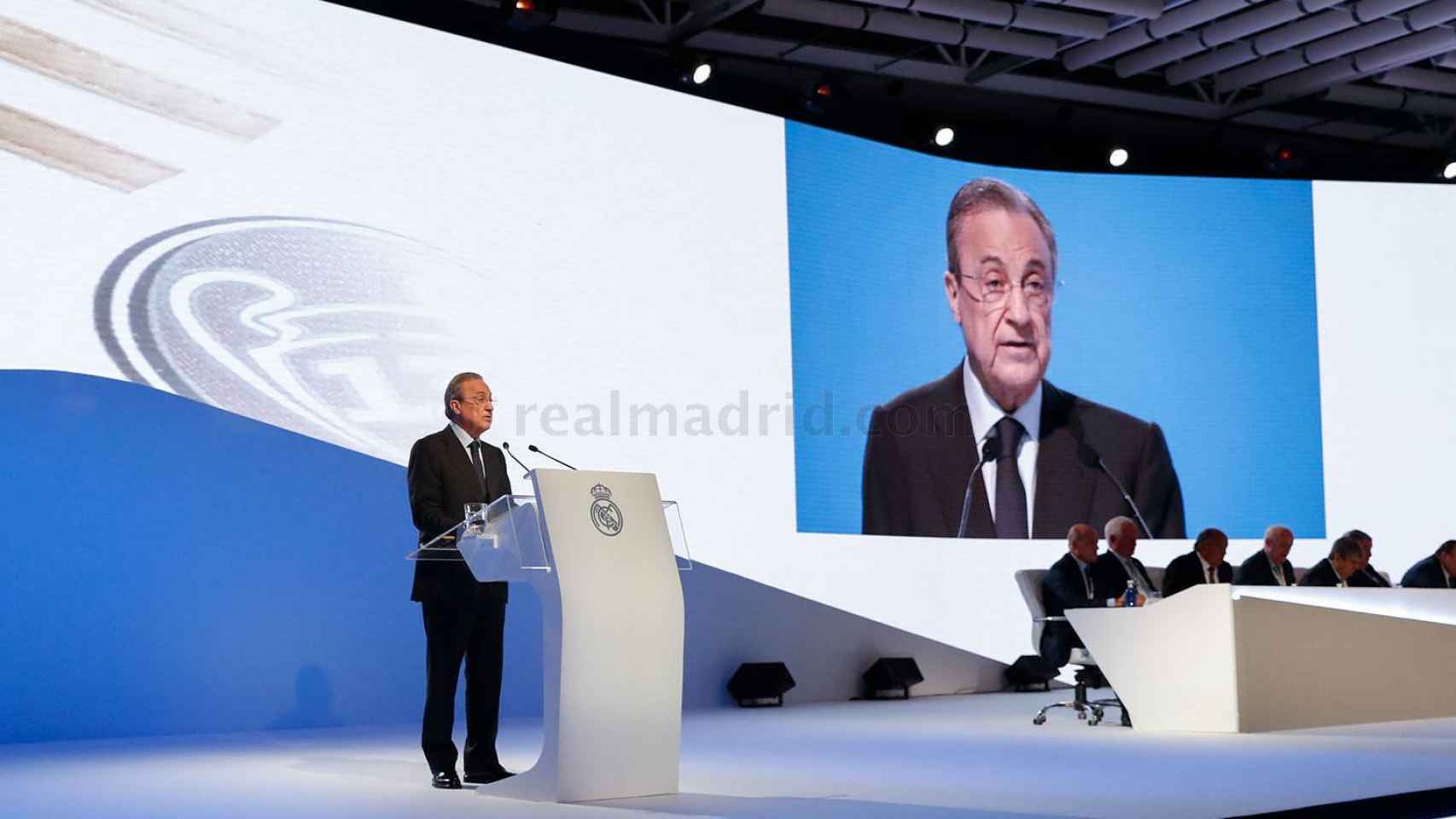 Florentino Pérez en la Asamblea del Real Madrid 2019