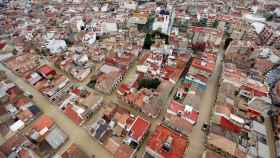 Imagen aérea de la ciudad de Dolores (Alicante) inundada a causa del desbordamiento del río Segura