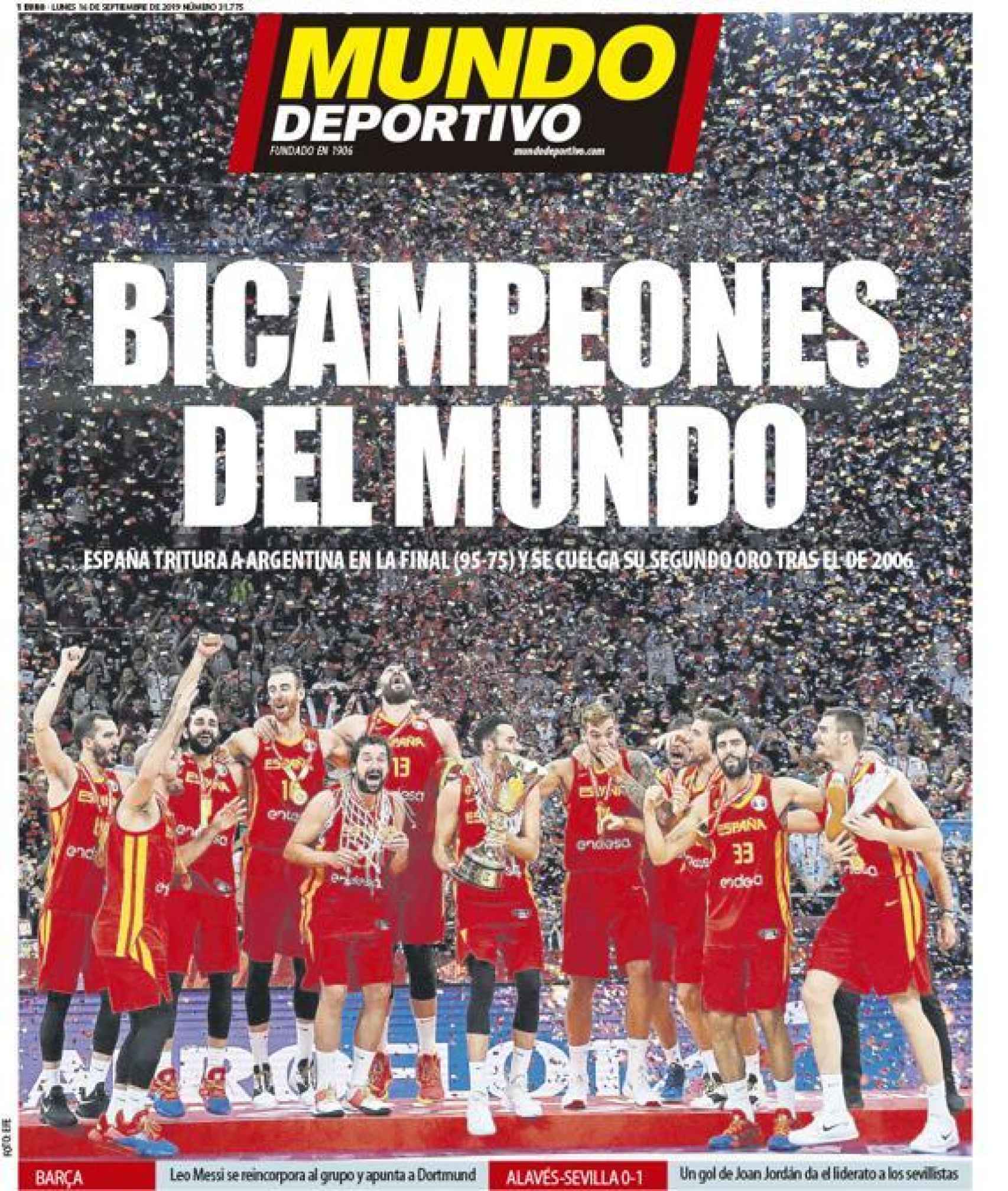 La portada del diario Mundo Deportivo (16/09/2019)