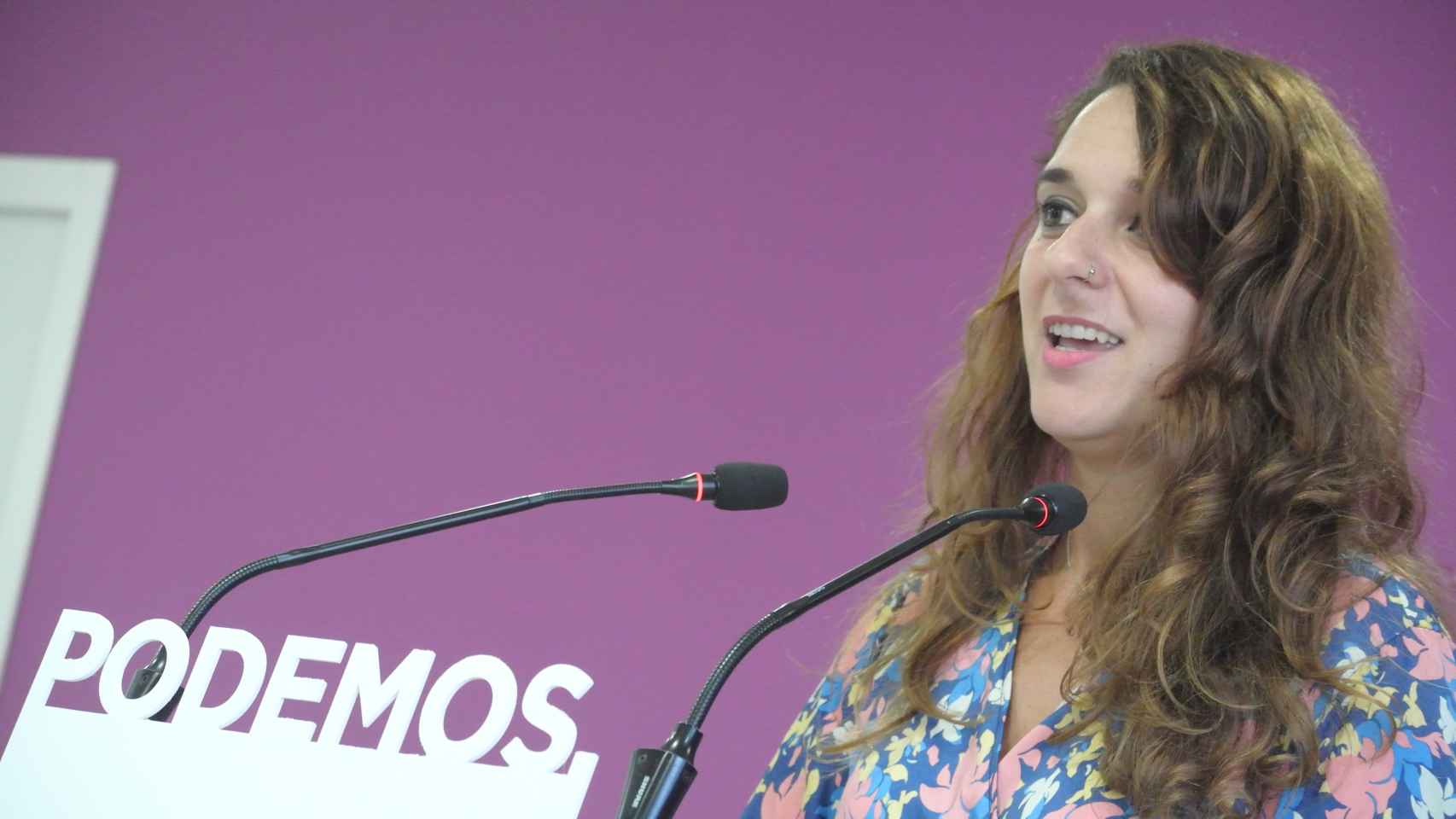 Noelia Vera, en rueda de prensa, tras el Consejo de Coordinación de Podemos.