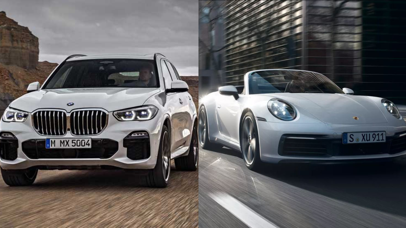 A la izquierda, BMW X5; a la derecha, Porsche 911