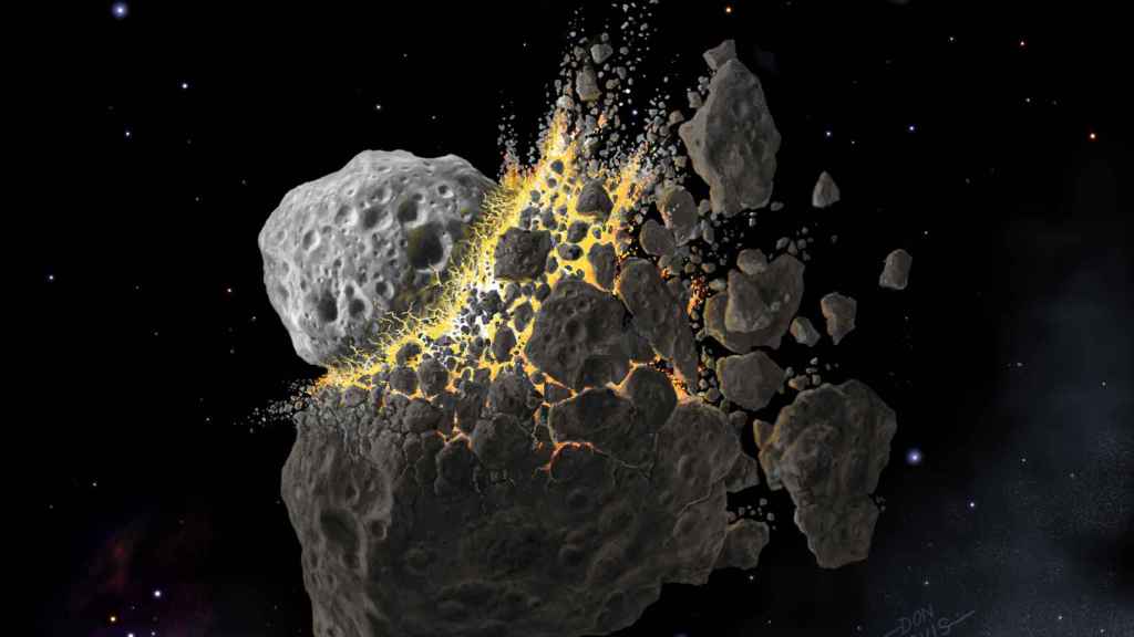 Recreación de la colisión entre asteroides. Don Davis / Southwest Research Institute