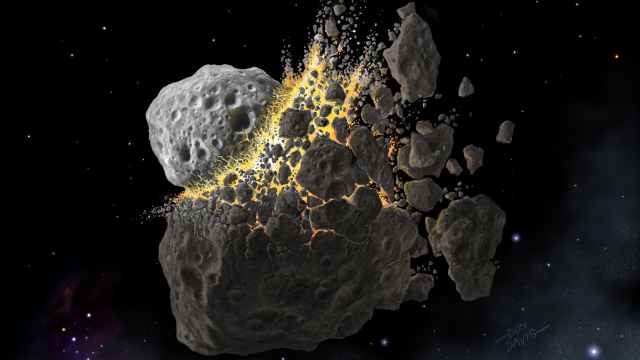 Recreación de la colisión entre asteroides. Don Davis / Southwest Research Institute