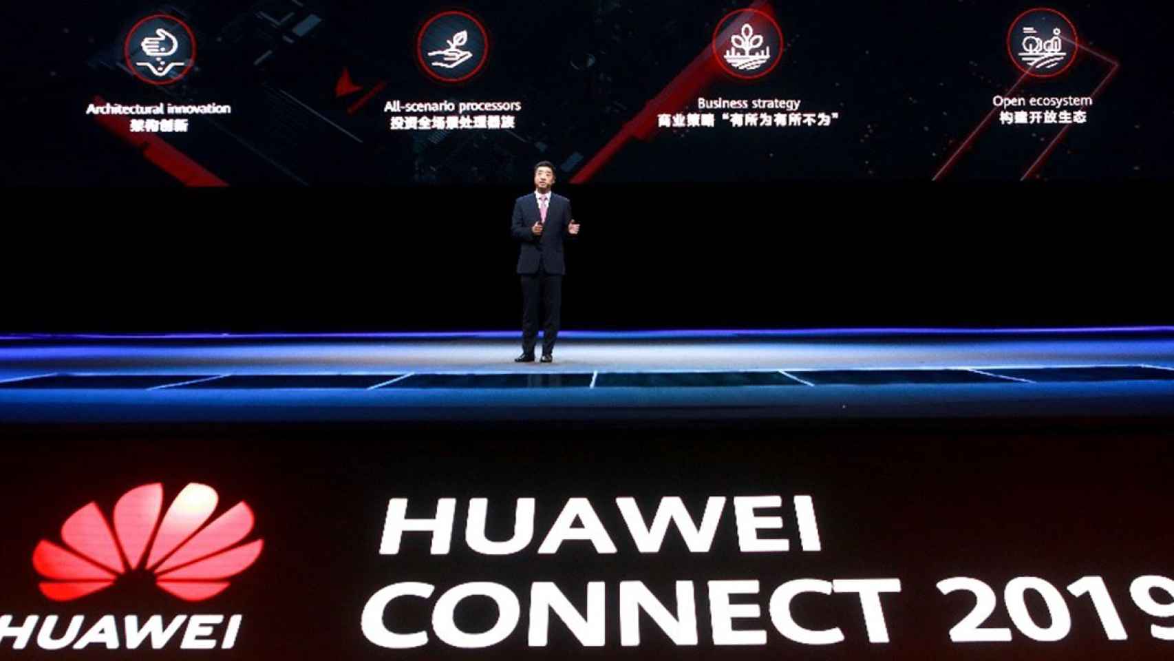 Ken Hu en su discurso inicial en Huawei Connect 2019.