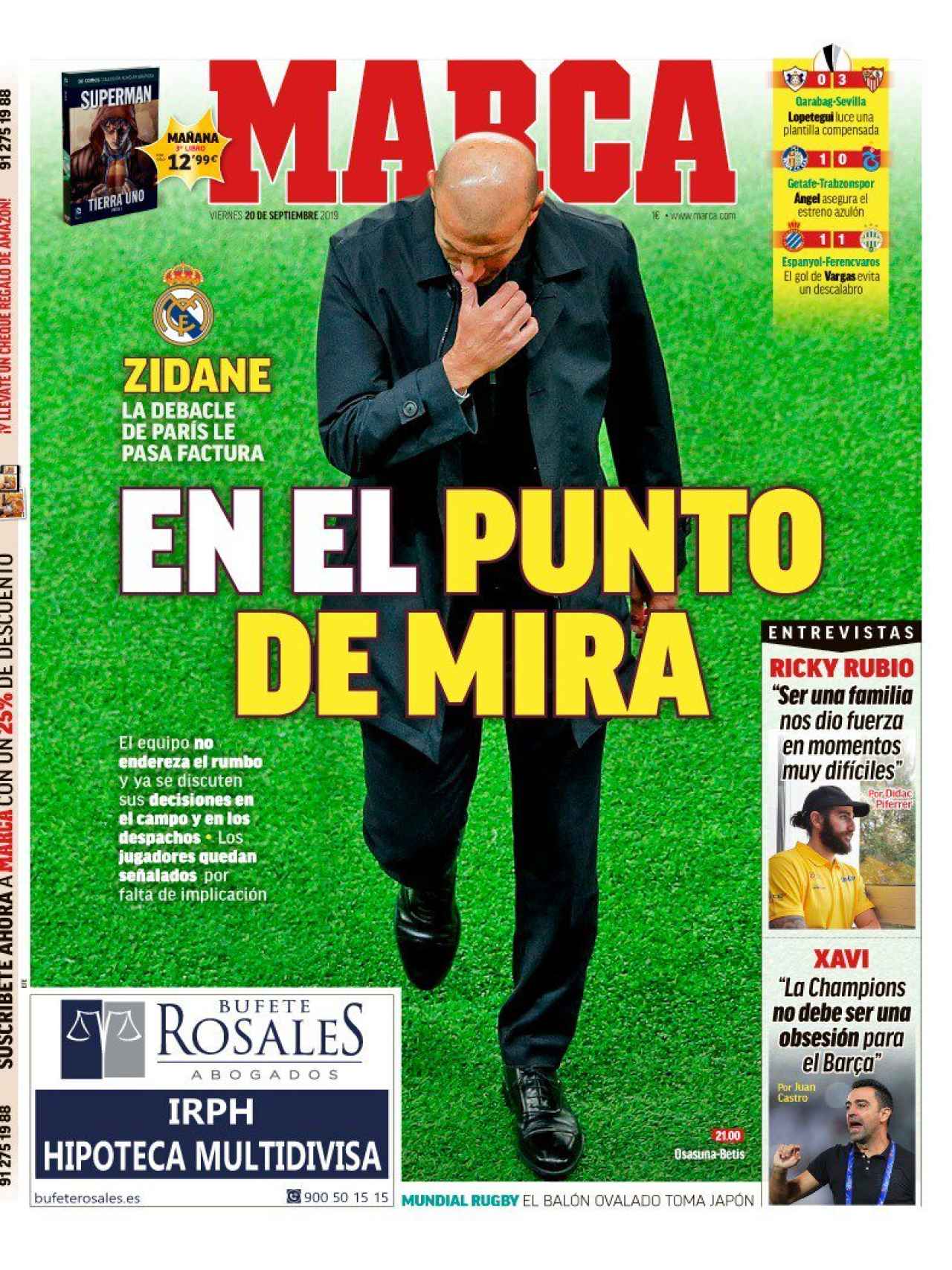 La portada del diario MARCA (20/09/2019)